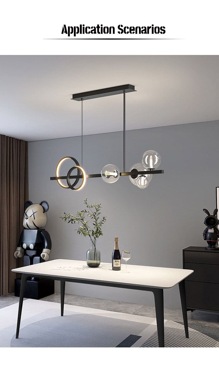 The LED light ring provides bright, energy-efficient lighting that is perfect for illuminating a dining room table, kitchen island, or office space