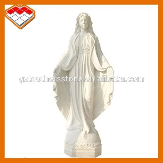 Chinese white marble stone Europe Regional Feature life size virgin mary statue