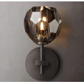 Smoke diamond crystal glass shade wall lamp