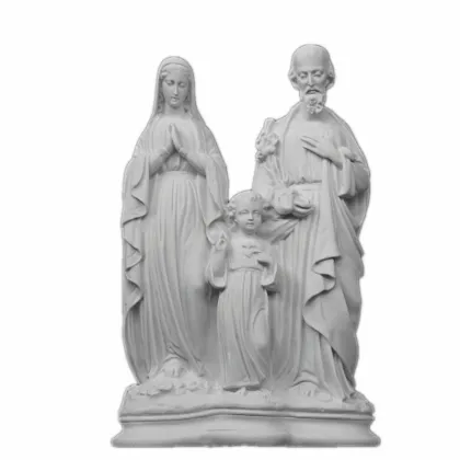 GMS020 White Granite Holy Family Marble Statue Religious Outdoor