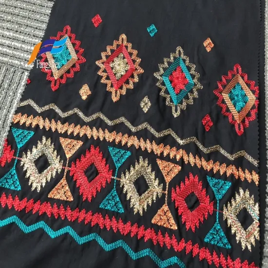 100% Polyester Wool Peach Embroiderd Formal Black Fabrics