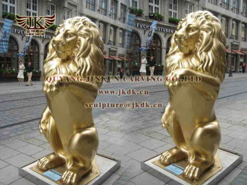 quyang bronze carving H: 160CM gold bronze squatting lion statue