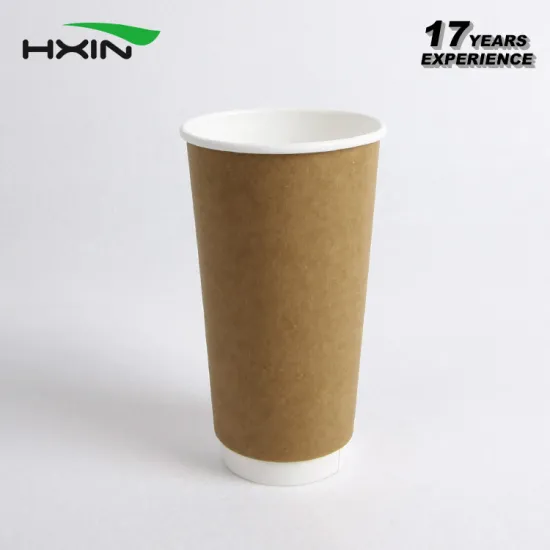 Brown Color Double Wall 20oz Kraft Paper Cup for Hot Coffee