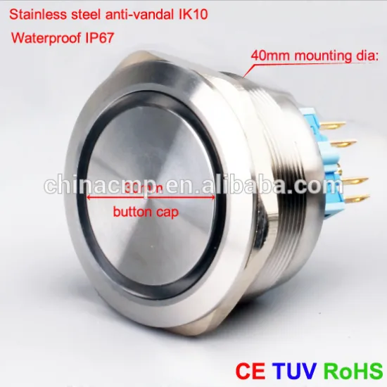 Automotive electric switches, illuminated panel switch, 40mm bid diameter Vandal resistant push button