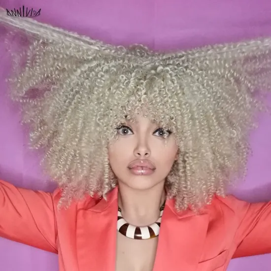 Cheap Wholesale Non Lace braided ombre blend for black women heat resistance fiber colorful bob curly afro synthetic hair wigs
