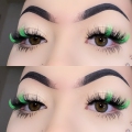 15mm Mink berwarna bulu mata berwarna hijau bulu mata hijau