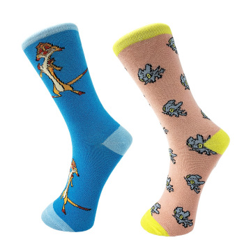 Unisex Cartoon Couple Cotton Socks - Sweat Absorbent and Breathable for Men and Women