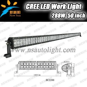 Waterproof IP67 Super bright led light bar 288w 50\'\' led light bar 50\"