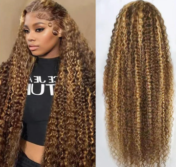 4/27 Honey Blonde Deep Wave Lace Front Wig