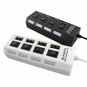 USB 2.0 Hub with 4-port and 480Mbps High Speed, Supports 500GB HDD