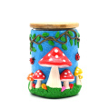 Blue Forest Mushroom Glass Storage Jar