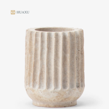 Huaxu Luxury Home Decor Natural Stone Travertine Vase