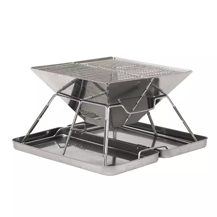 Grill barbecue de camping pliable en acier inoxydable