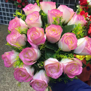 Artificial jabón rosa flor cabeza con favor de la boda de la caja