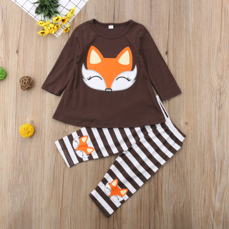 Emmababy Fox Baby Boy Girl Clothes set For Carton T-shirt Top Pants Trousers Outfit Newborn Infant Children Clothes Kid Clothing