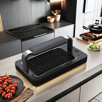 Portable Electric Smoker Grill with Washable Reversible Cooking Surface