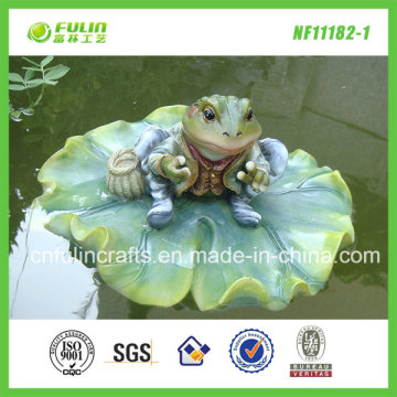 Polyresin Garden Frog Water Floater for Pond Decor (NF11182-1)