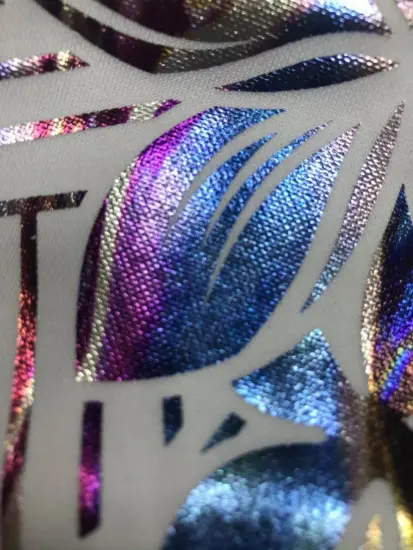 lacker printing rubber rainbow design satin fabric