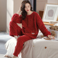 women's plush thick thermal pajamas