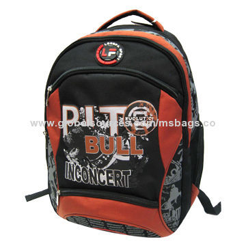 Leisure School Backpacks Made of Polyester Fabric, Printing Design on Front Panel, Suitable for Boys