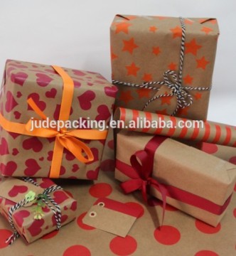 New design printed gift wrapping paper with brown kraft box