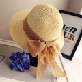 Summer ladies bow soft straw hat