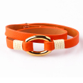 Mode Orange Farbe Echtes Leder Einstellbare Schichten Armreif Mit Benutzerdefiniertem Logo