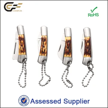 4 Mini Knife Set Souvenir Pocket knife with Fake Stag Handle for Collection