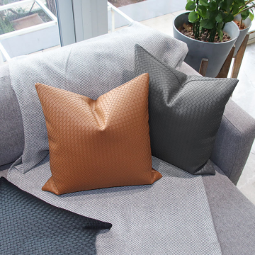 Bantal lempar kulit mewah bermutu tinggi untuk sofa ruang tamu