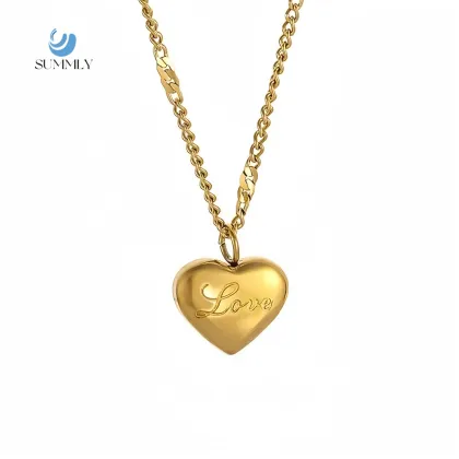 SUMMLY 18K Gold Plated Stainless Steel Collarbone Chain Heart Pendant Necklace