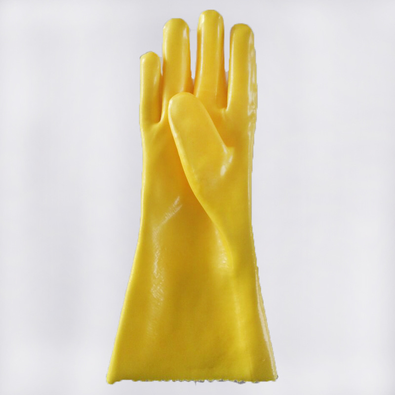 PVC amarelo mergulhado luvas lisas acabamento