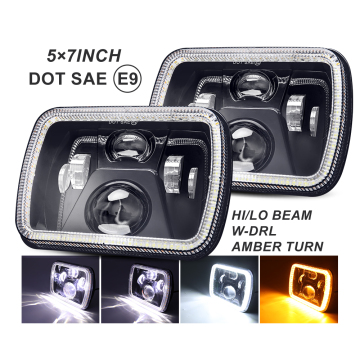 E9 DOT SAE Approved Rectangle Square LED Headlights