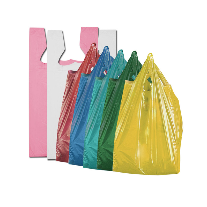 Bolsa de plastico con mango de fuelle troquelado bolsa de promocion de embalaje para compras