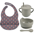 Silikon-Baby-Fütterungs-Set-BIB-Schüssel-Löffel