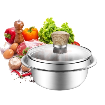 Korean Household Stainless Steel Soup Pot with Glass Lid - Customizable Sizes