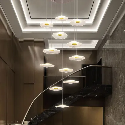 Exquisite Lotus Leaf Duplex Building Pendant Light