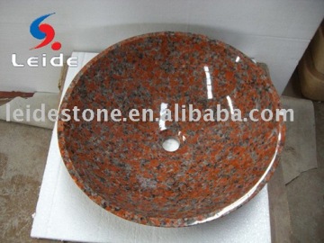 Indian red round granite wash basin