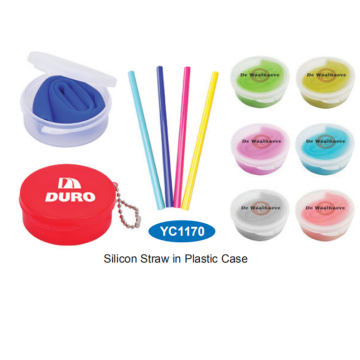 Wholesale Silicone Foldable Drinking Straw with Reusable Case YC1170