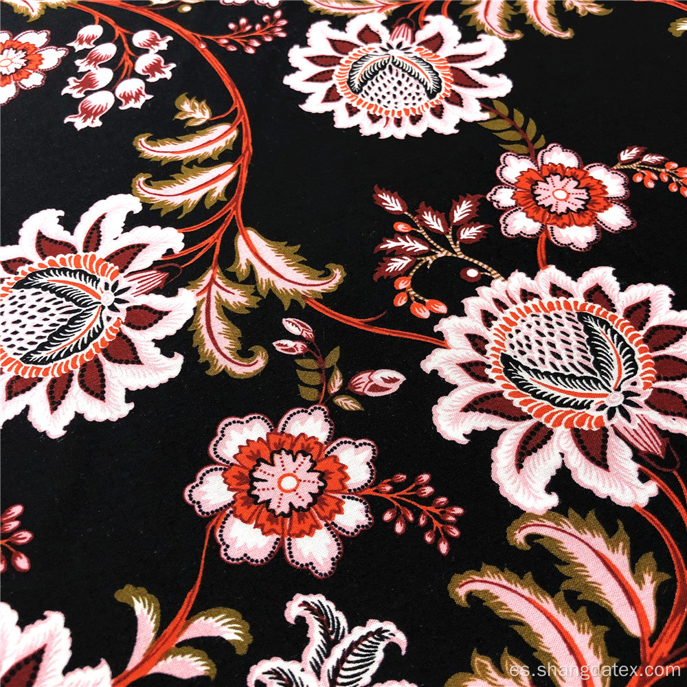 Diseño de amapola estampado normal de tela tejida Rayon 30S