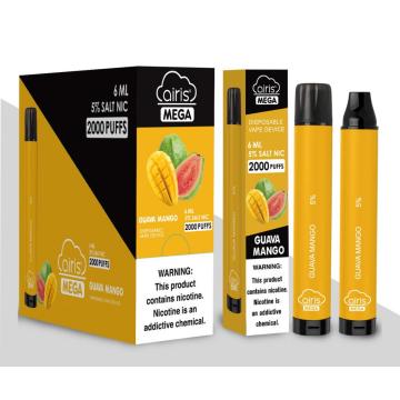 Wholesale 2000puffs Diposable Vape Airis Mega Fruit Flavors