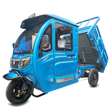 60V Voltage Factory Warehouse Enclosed Electric Transport Trolley Tipper Cargo Tricycle