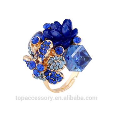 TR6930-22 Purple flower ring for women hot sale crystal fashion party colorful jewelry trendy resin adjustable ring