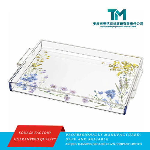 Розкішна таця Lucite із золотими ручками