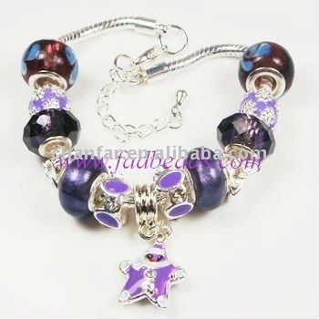 purple bracelet, european charming bracelet