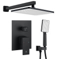 2 way square ceiling showerhead matt black brass concealed faucet wall mounted rain shower tap set