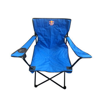 Folding beach chair with armrest and cup holder