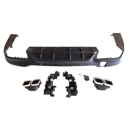 Silver Exhaust Tips Pipe for Mercedes Benz GLC63S Style GLC CLASS X253 2016-2018 Black Rear Diffuser