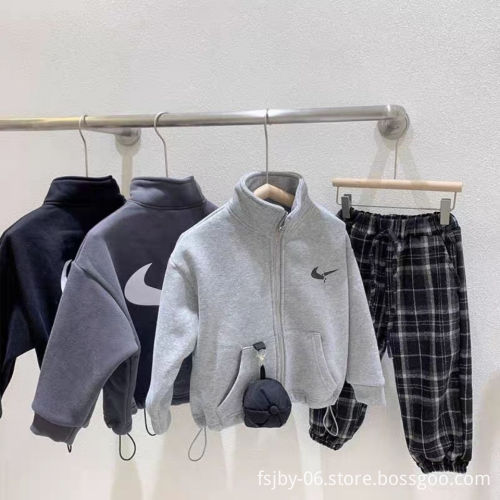Children plus cashmere winter jacket for boys zipper new baby boys' jackets & coats