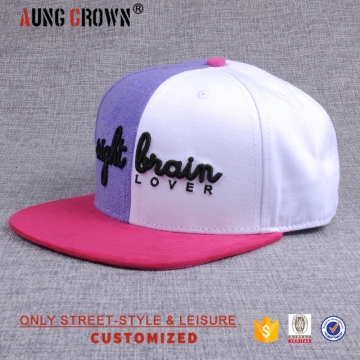sombrero de snapback de las letras plásticas 3d de la impresión del borde plano 6 con el borde del ante