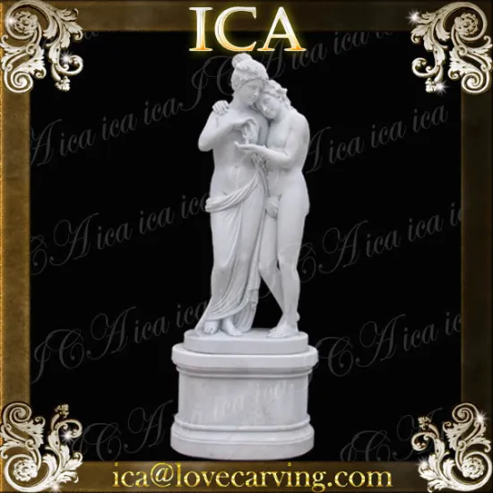 White marble hand carved stone couple sculputure